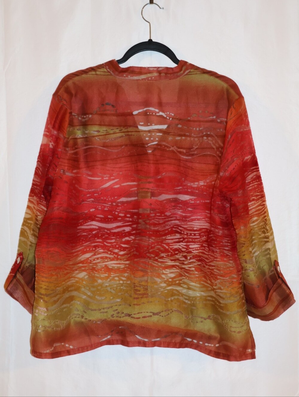 Ruby Rd. Earthy Sunset Gradient Patterned Button-Front Blouse. - Picture 9 of 14
